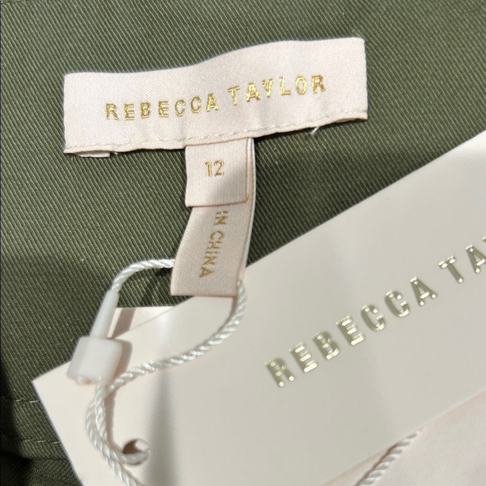 Rebecca Taylor Olive Green High-Rise Pleated Chinos - Picture 2 of 11